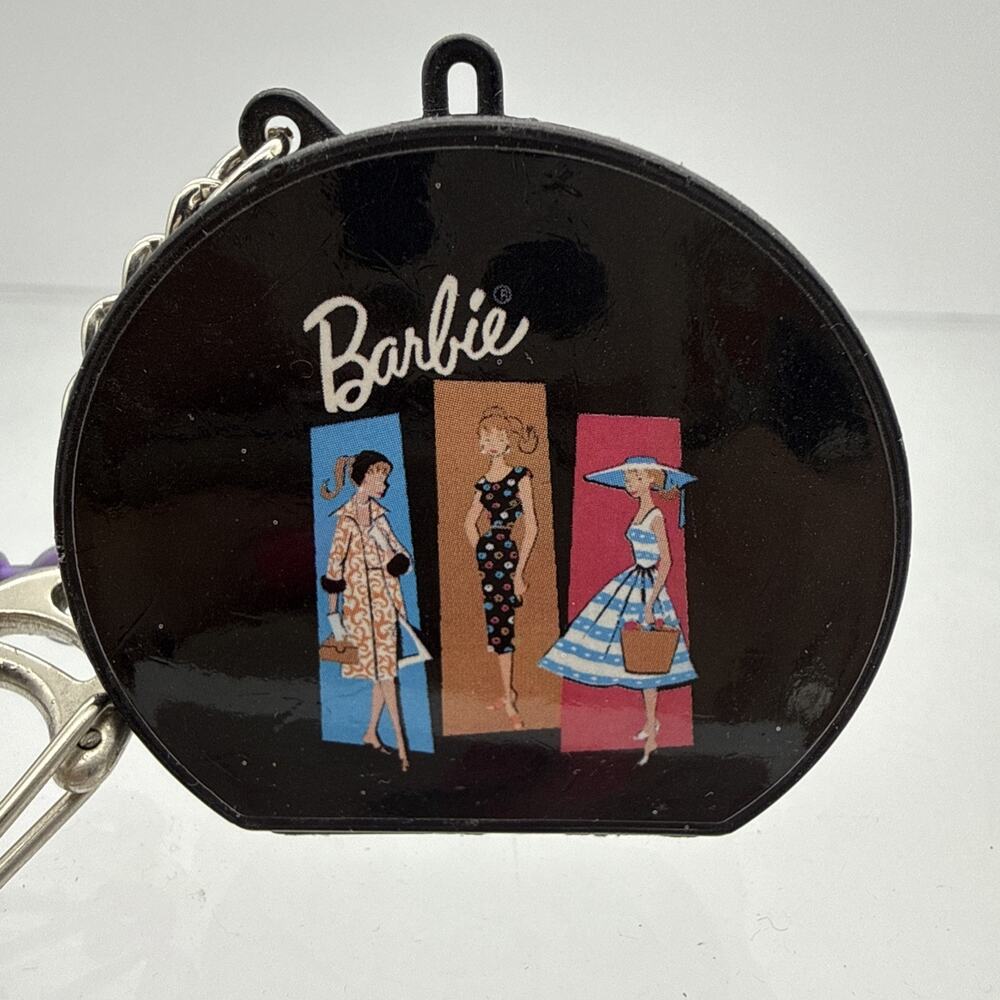 Vintage Miniature Barbie Case Hat Box & Doll Keychain Basic Fun 1999